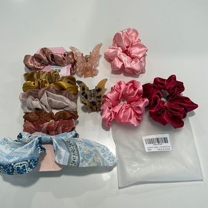 Scrunchies and Butterfly Clips- Never worn